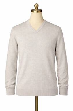 VTG Express 100% Cotton Men's V-Neck Sweater Cream XL Minimalist 90s Classic